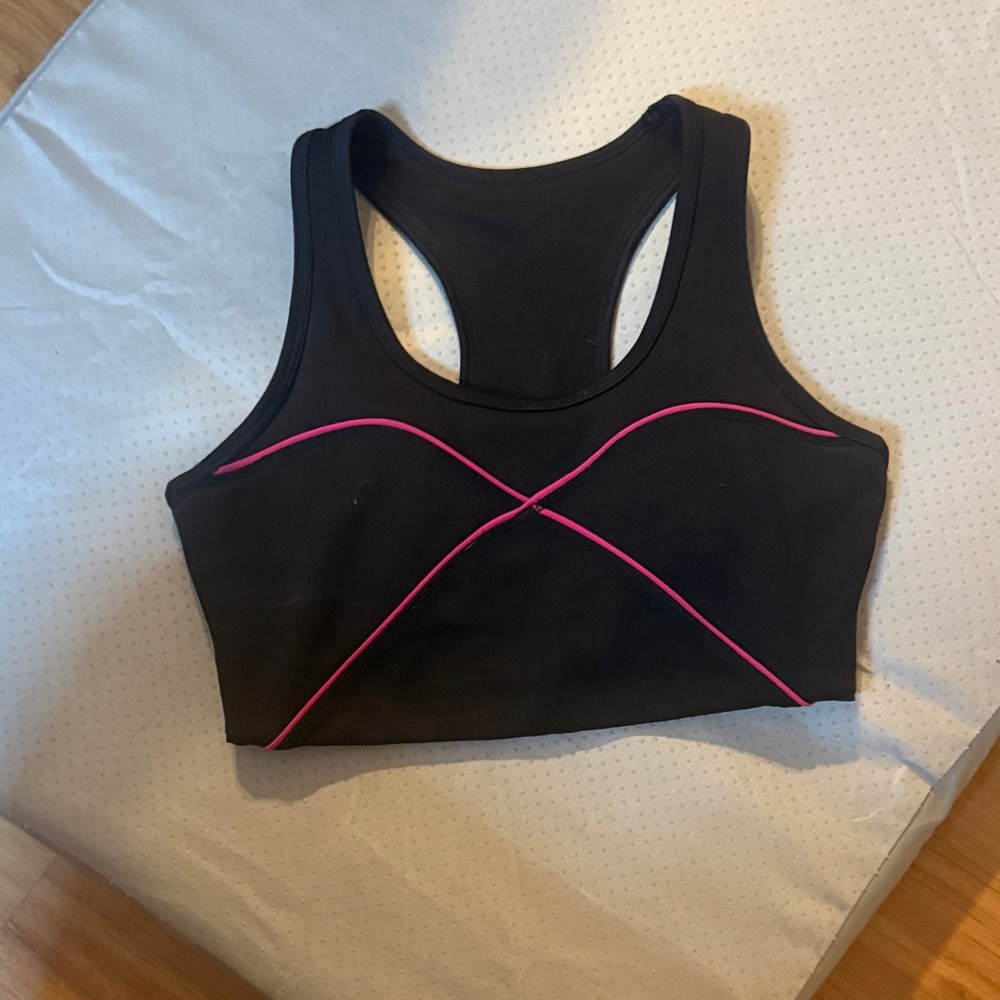 POP Fit Black Sports Bra with Pink Trim